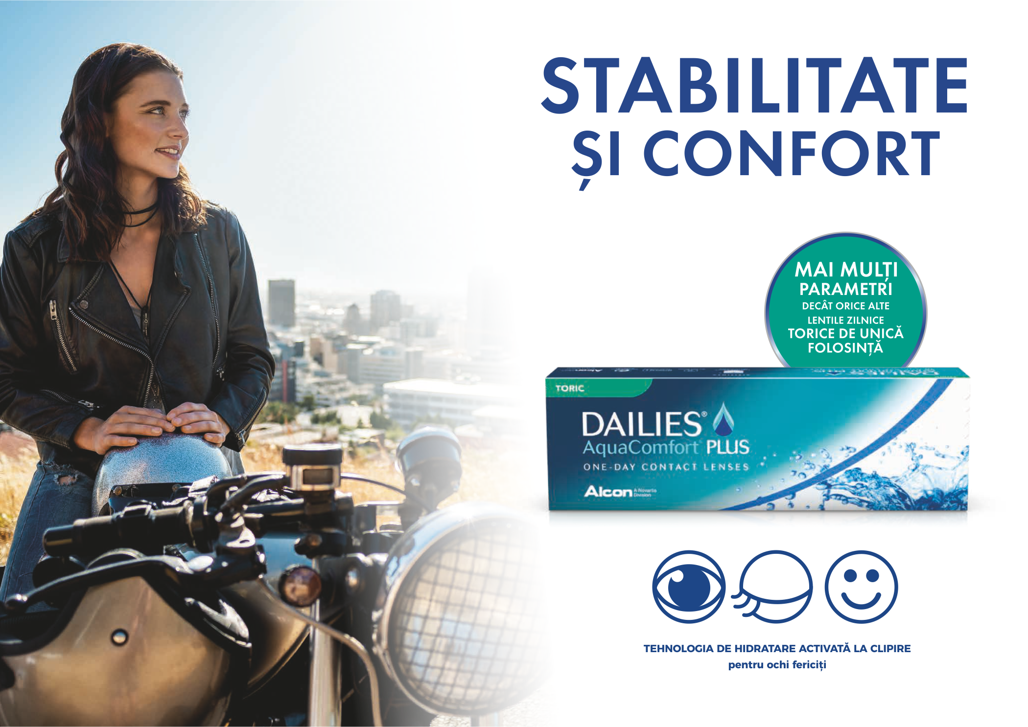 DAILIES AquaComfort Plus Toric, gama extinsa de parametri